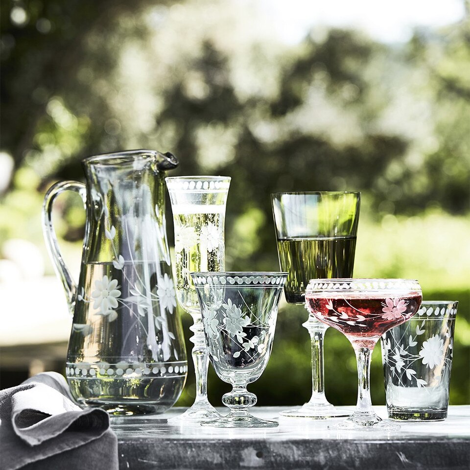 Vintage Etched Water Glass Williams Sonoma Australia